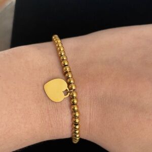 Sterling silver gold tone beaded heart bracelet